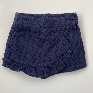 Janie and Jack Baby Girl Navy Eyelet Pull on Skort Size 12-18 months